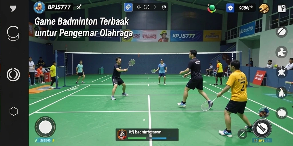Tampilan antarmuka permainan Badminton yang menarik dan dinamis.