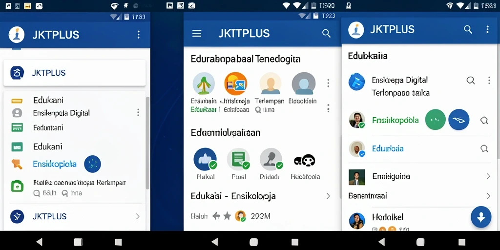 Antarmuka aplikasi JKTPLUS yang memudahkan akses informasi ensiklopedia.
