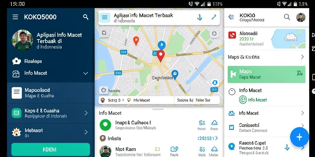 Tampilan antarmuka KOKO5000 menampilkan kondisi jalan terkini dan cuaca.