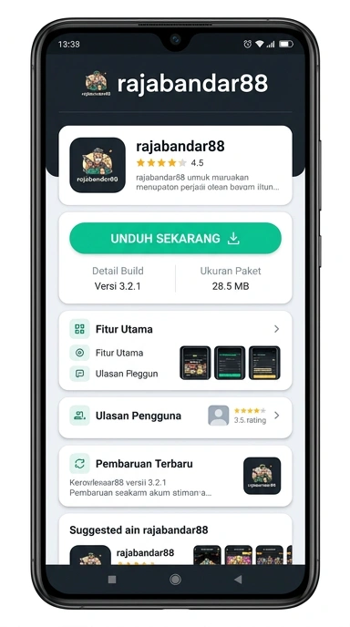 Tampilan halaman APK rajabandar88