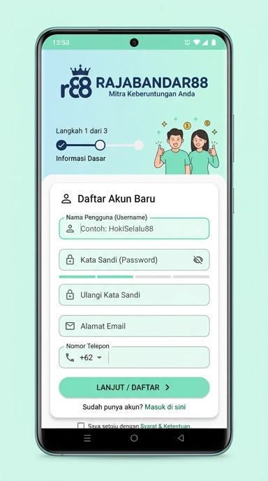 Tampilan halaman daftar rajabandar88